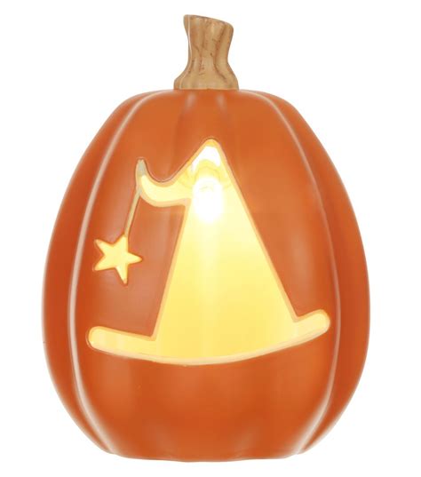 Light up pumpkin eith witch hat